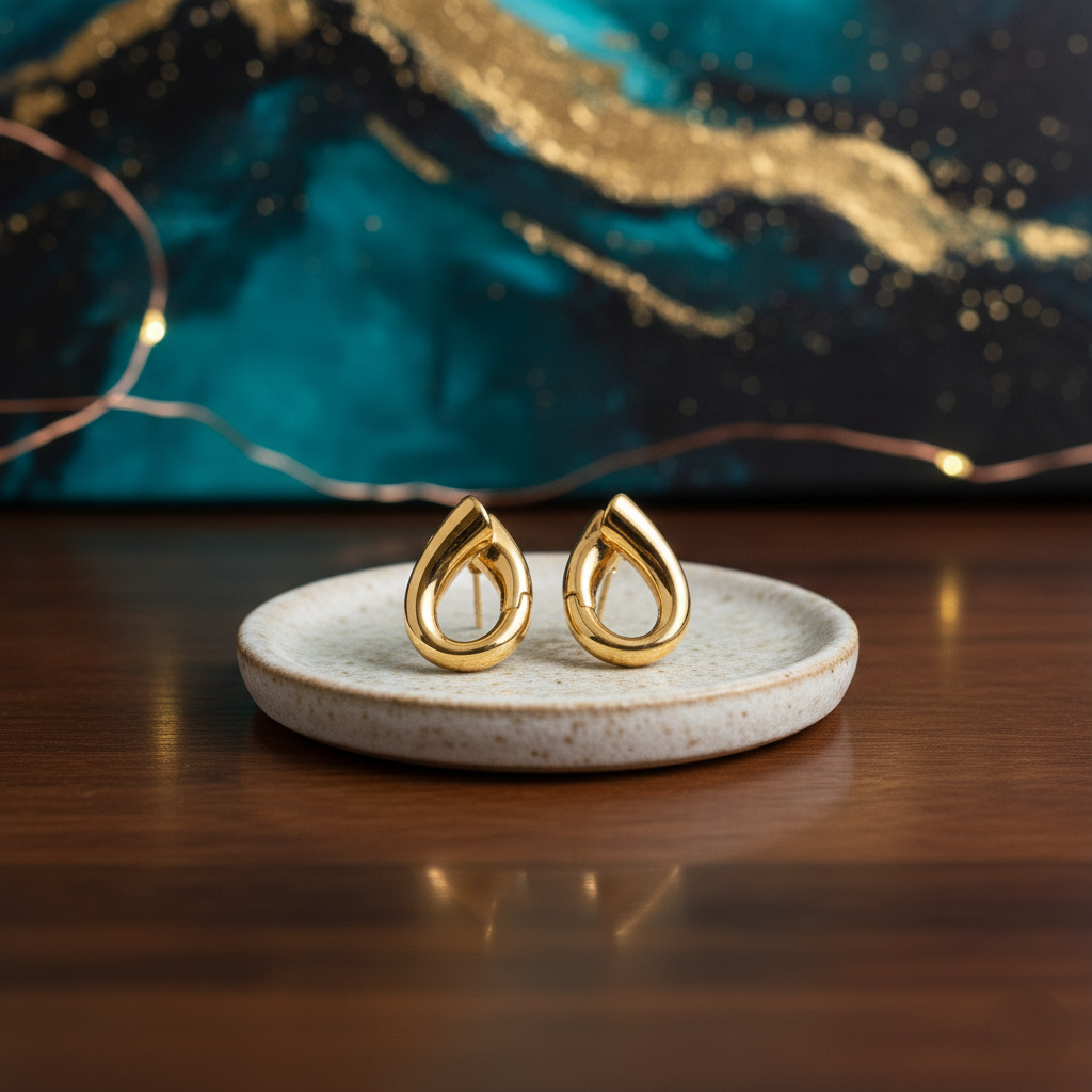 Twisted Oval Earrings - Gold